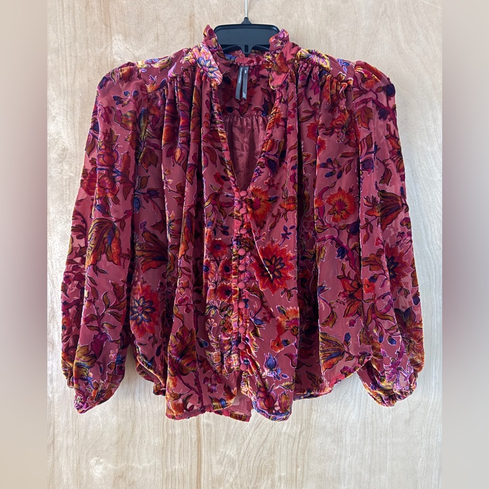 Anthropologie: The Estela Burnout Sheer Printed Blouse - Picture 6 of 14